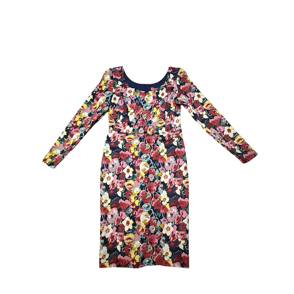 Betsey Johnson Dark Lines Floral Women's Dress‎ 8 Roses Navy Pink Valentine Goth